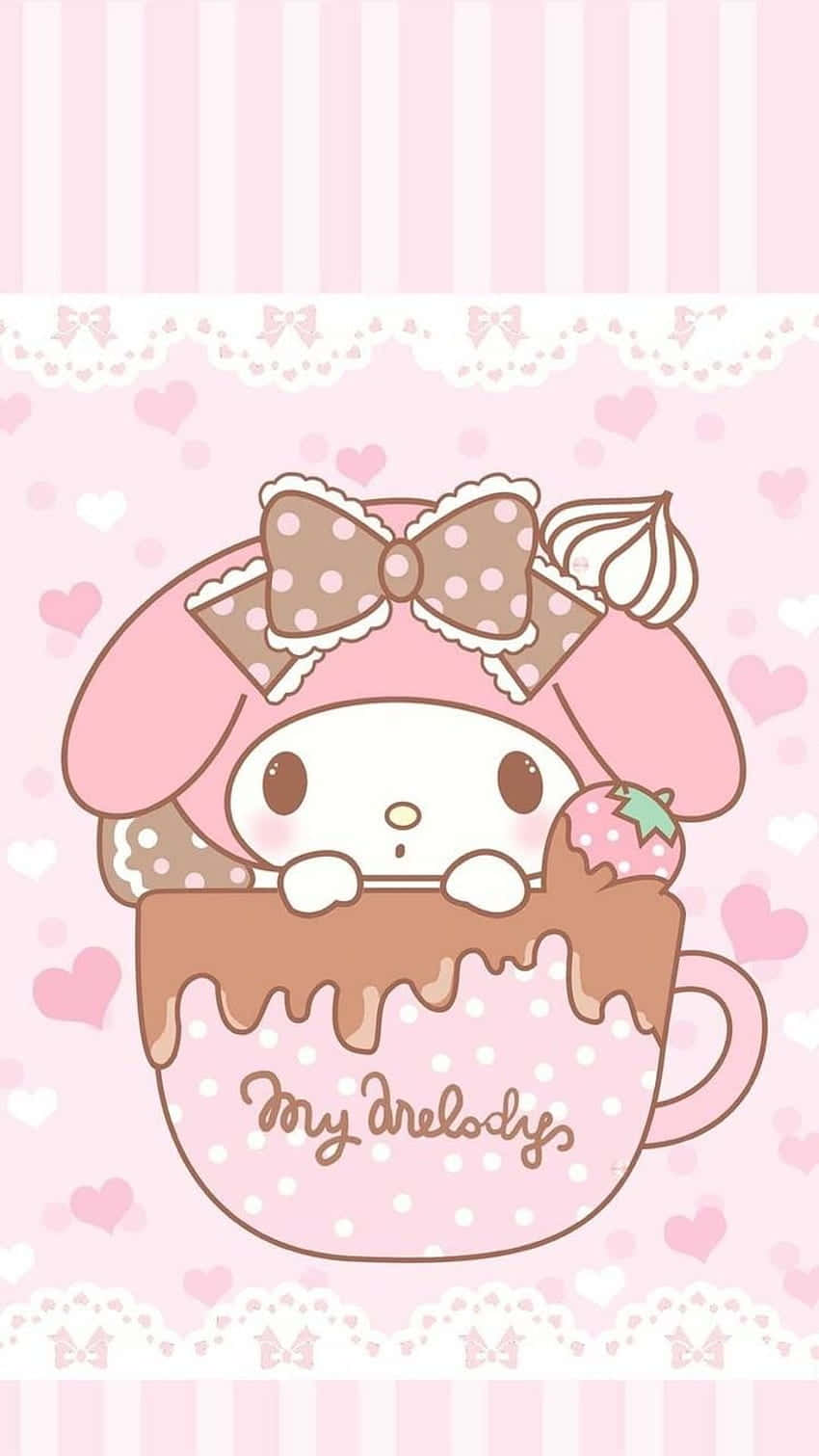 Cute My Melody In A Coffee Mug Wallpaper