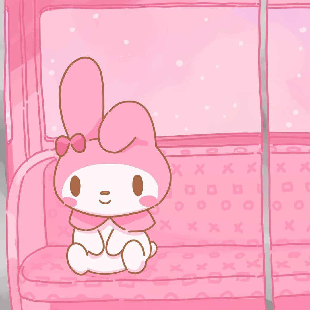 Cute My Melody On A Pink Sofa Wallpaper
