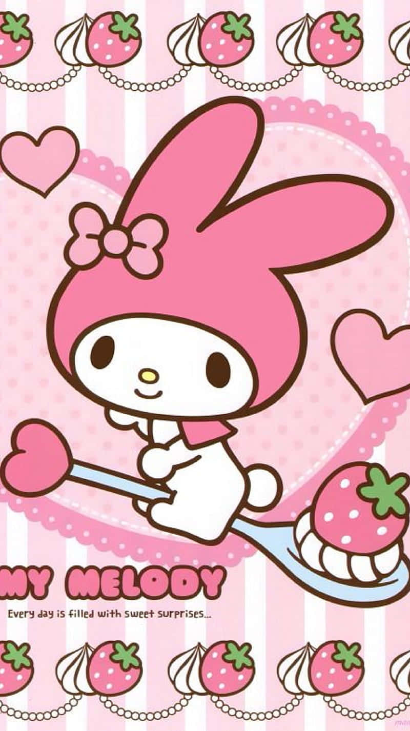Cute My Melody Riding A Spoon Wallpaper