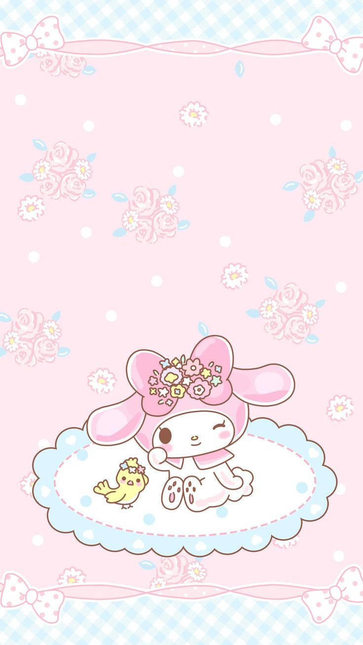 “Spread the love and kindness with My Melody today.” Wallpaper