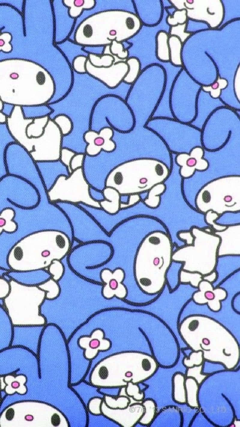Cute My Melody With Blue Bunny Ears Wallpaper