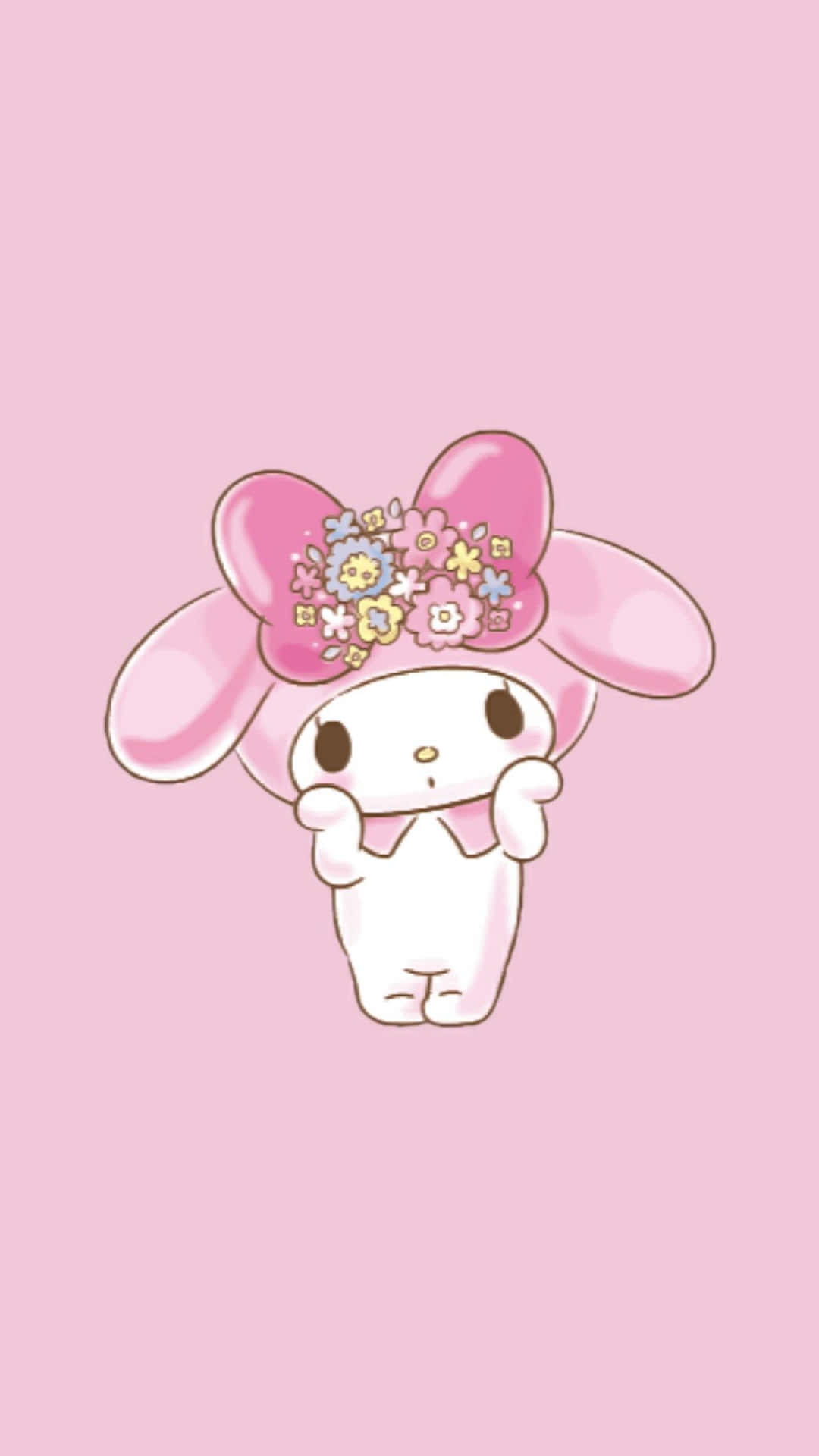 Cute My Melody With Floral Bowtie Wallpaper