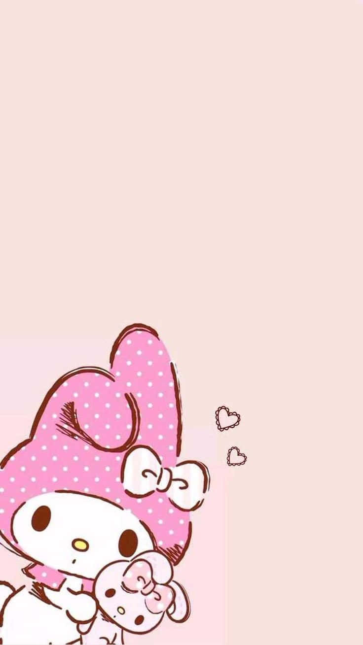 Sød My Melody med rosa teddybjørn Wallpaper