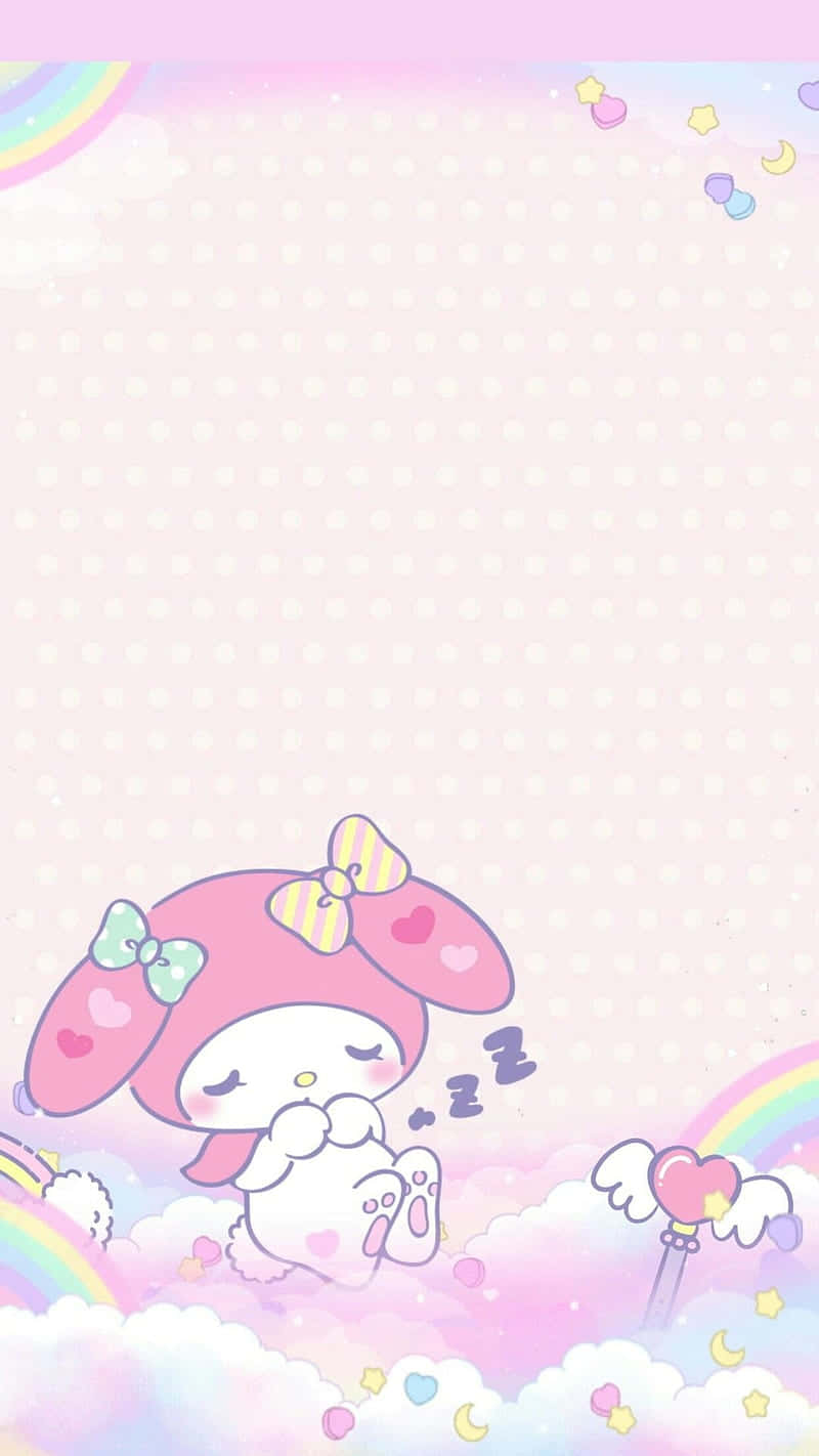 Cute My Melody With Rainbows Wallpaper