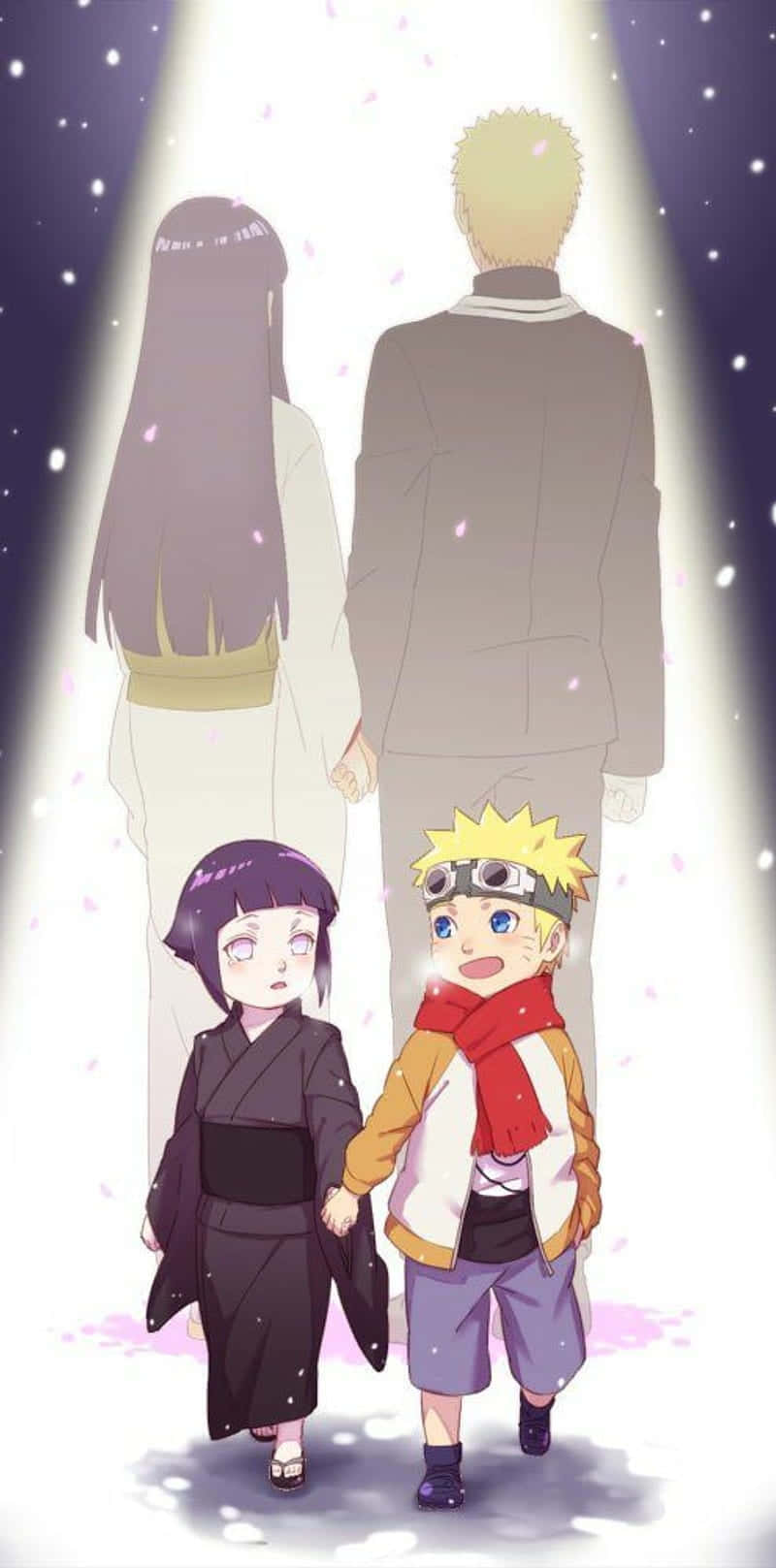 Cute Naruto And Hinata Baby And Adult Version Wallpaper