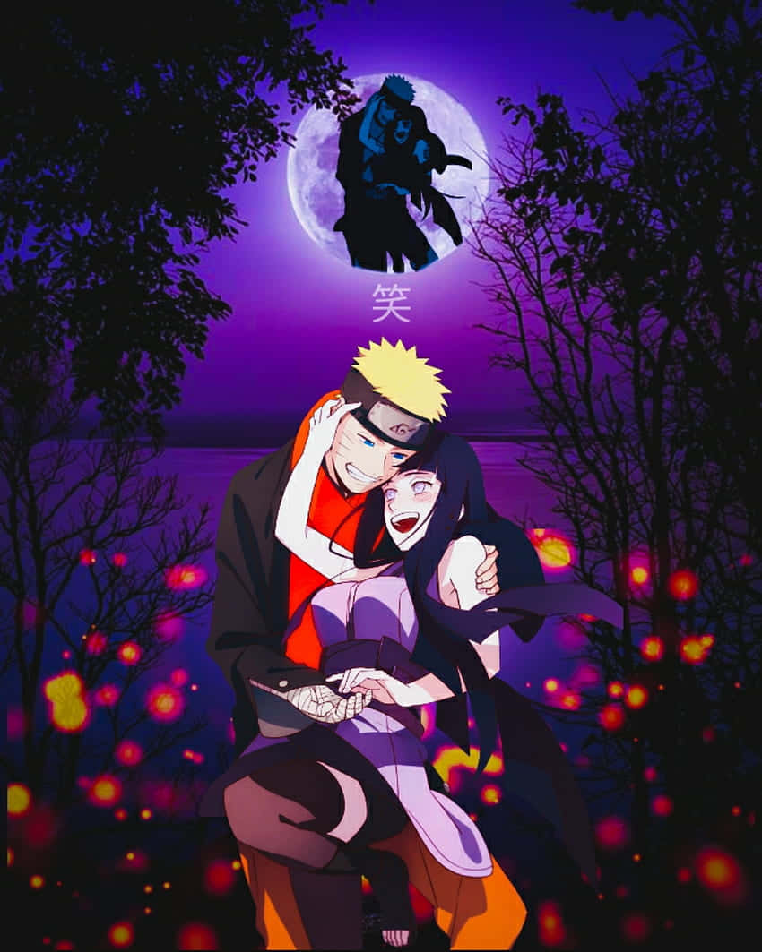 Cute Naruto And Hinata Dancing In The Moonlight Wallpaper