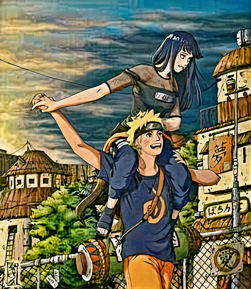 Cute Naruto And Hinata Digital Fan Art Wallpaper