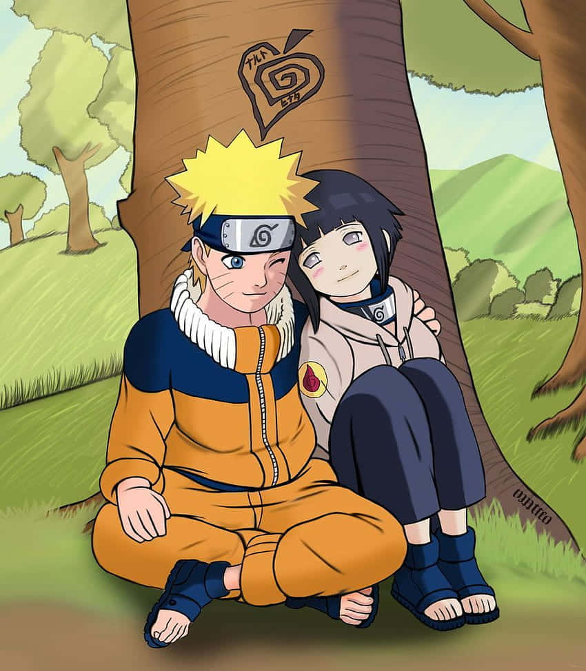 Cute Naruto And Hinata On A Park Date Wallpaper