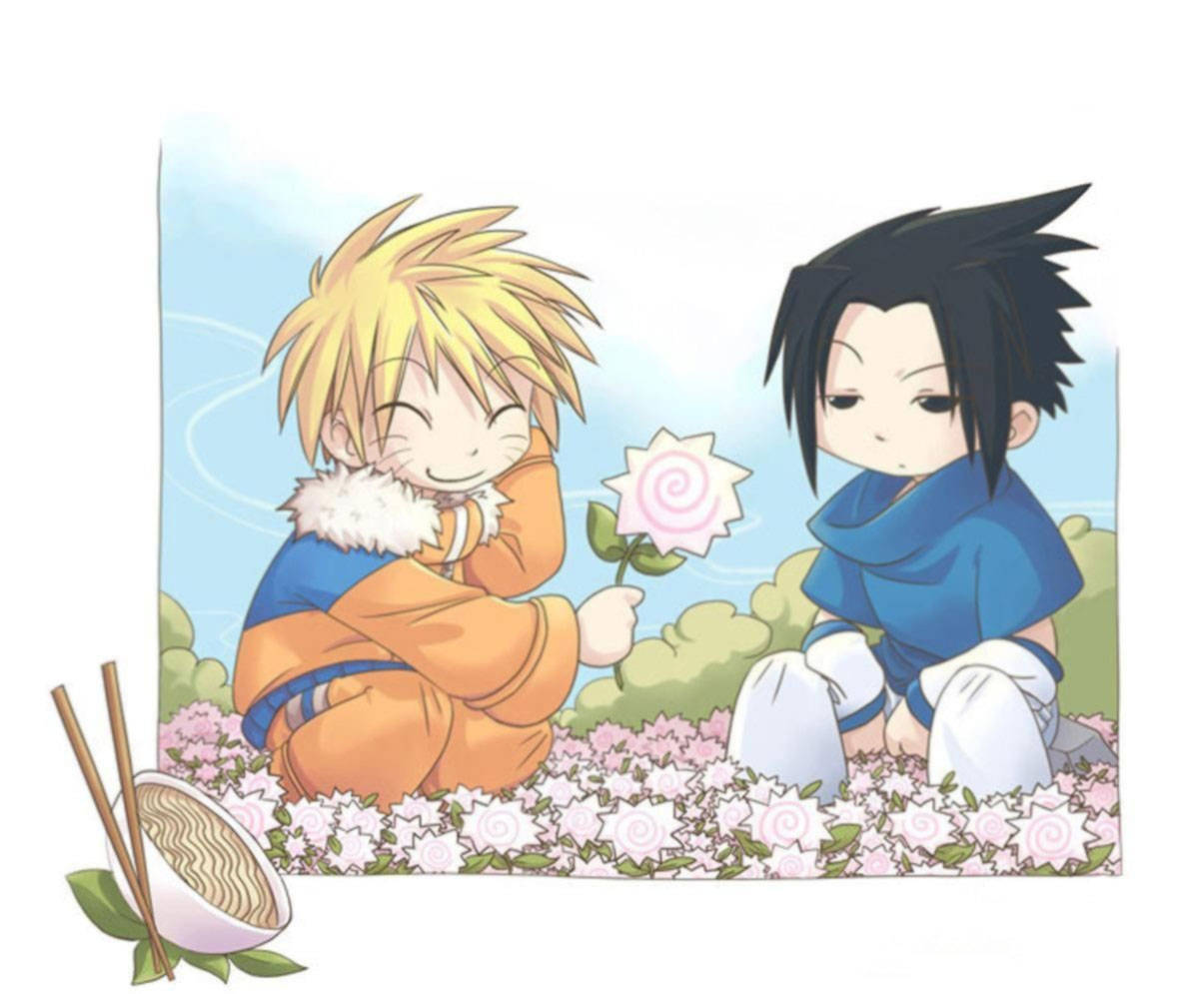 Sød Naruto Narutomaki Blomstrende Tapet Wallpaper