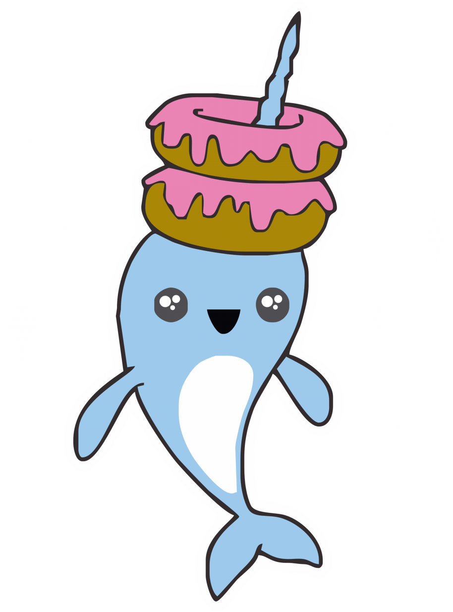 Cute Narwhalwith Donuts PNG