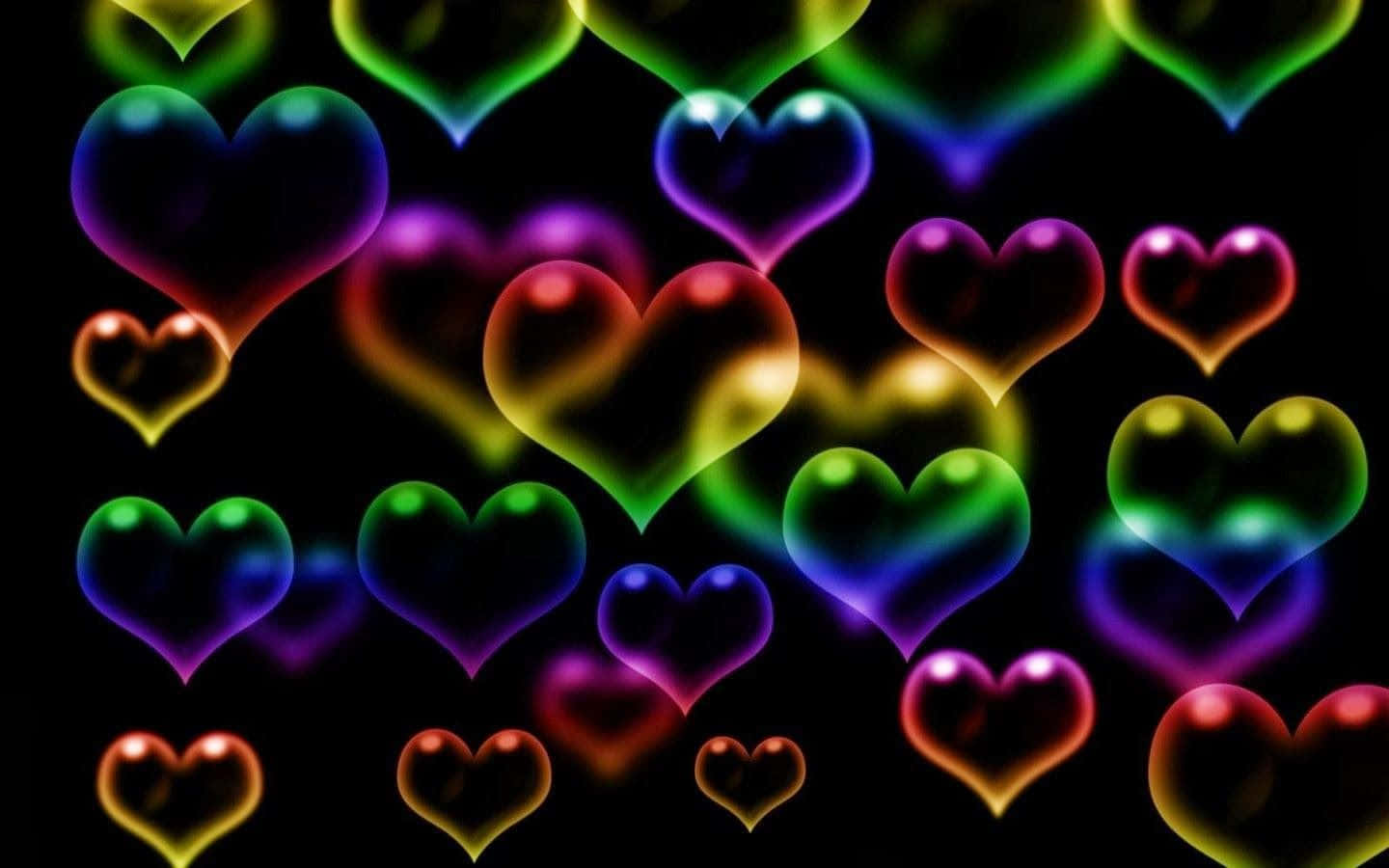 Søde Neon Regnbue Hjerter bringer liv til din skærm! Wallpaper