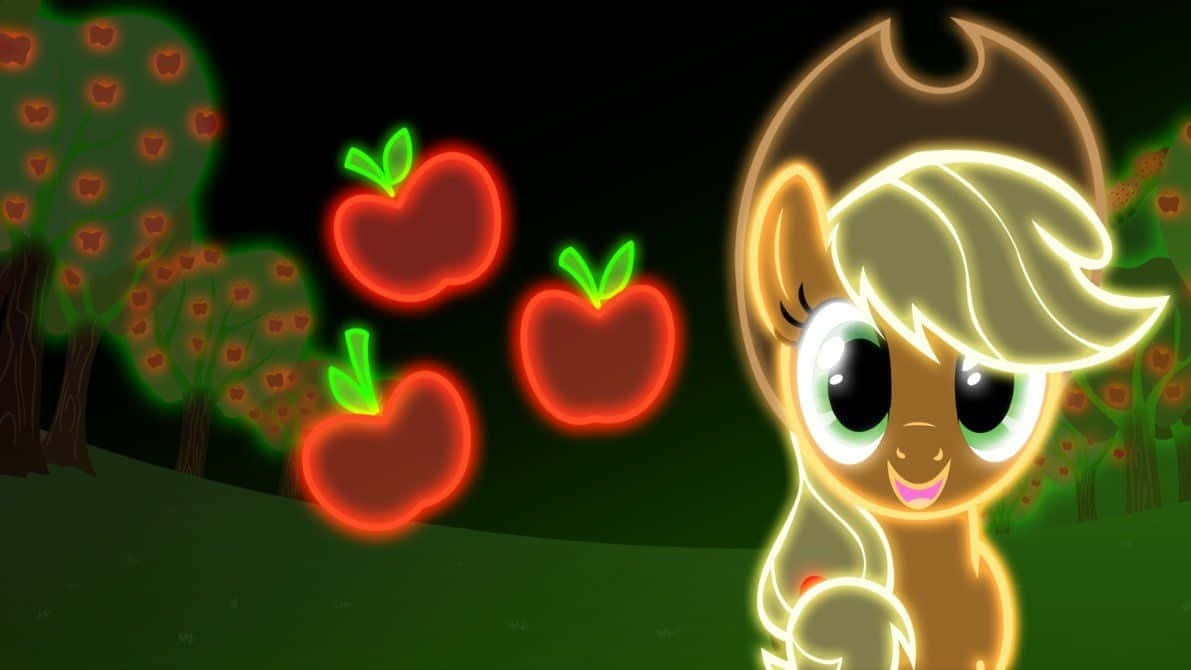 Fundode Tela Fofo Do Neon My Little Pony Applejack. Papel de Parede