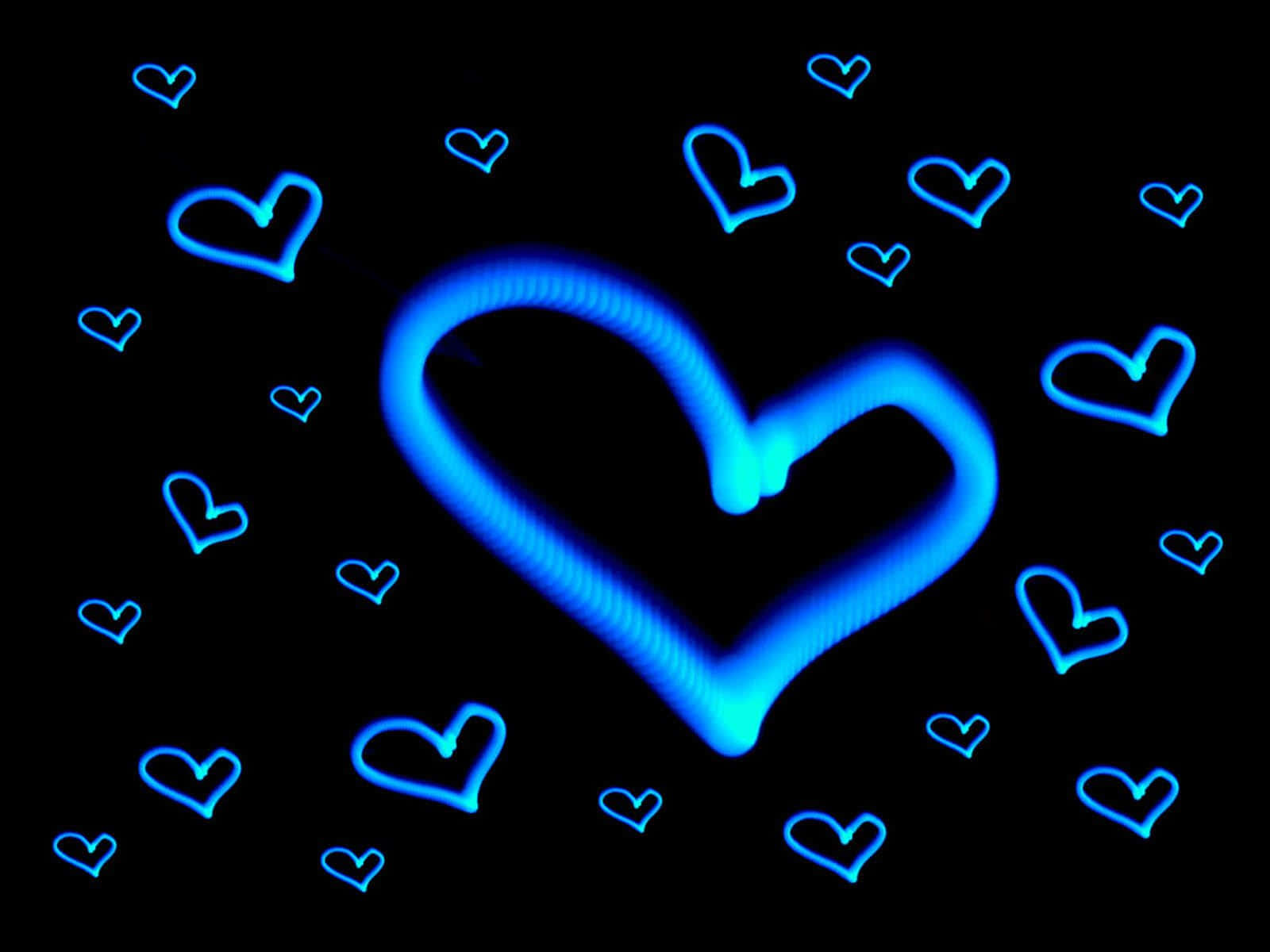 Sötaneonblå Hjärtan. Wallpaper