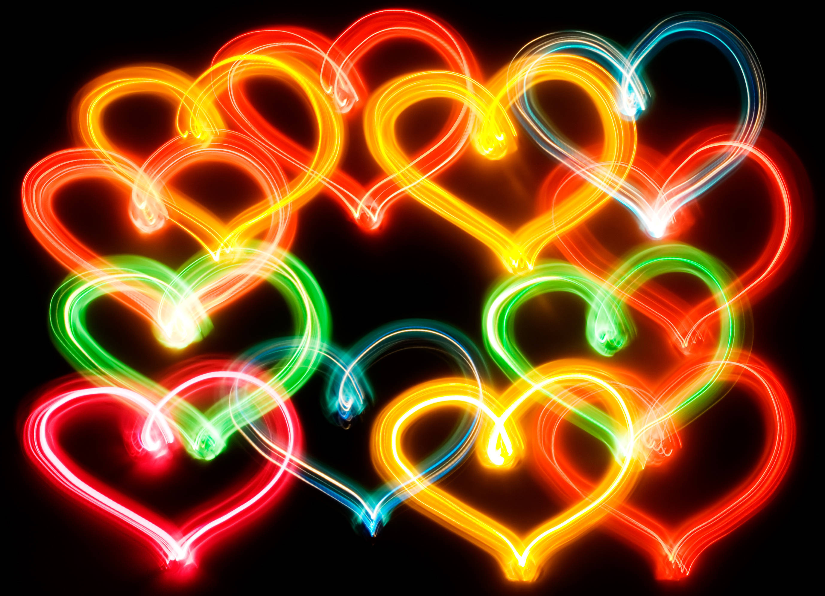Cute Neon Love Heart Lights Wallpaper