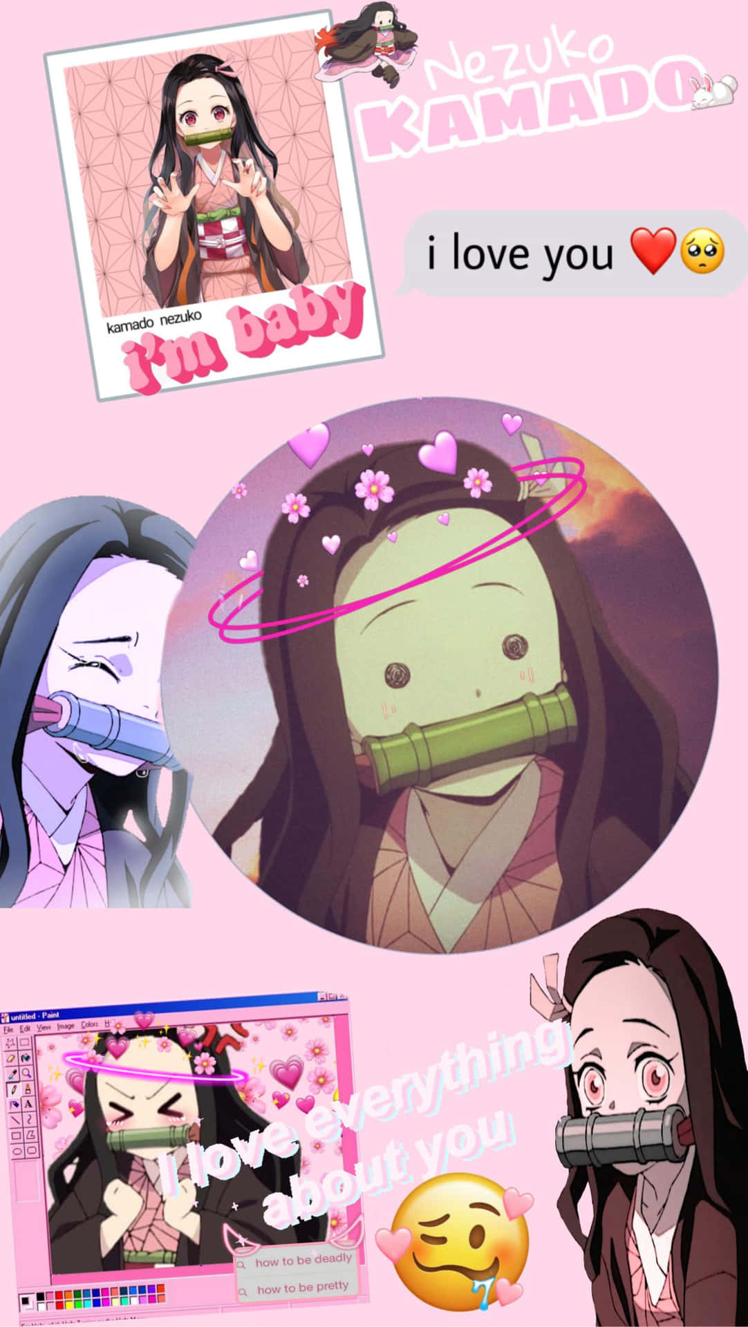 Cute Nezuko Kamado Demon Slayer Fun Illustration Wallpaper