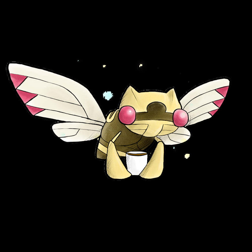 Cute Ninjask Graphic With Coffee Wallpaper