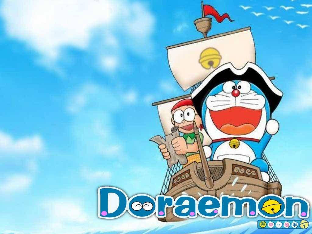 Cute Nobita And Doraemon As Pirates Background