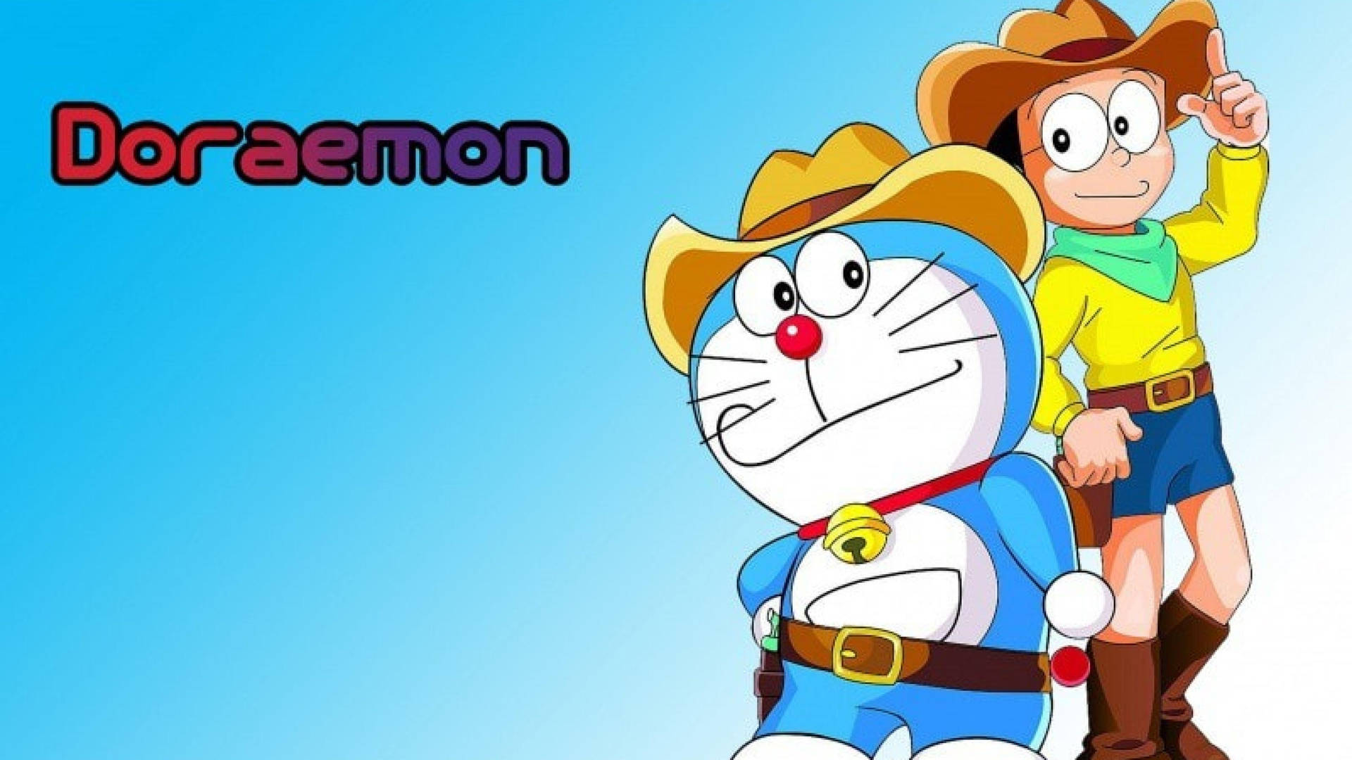 Cute Nobita And Doraemon Full Body Background