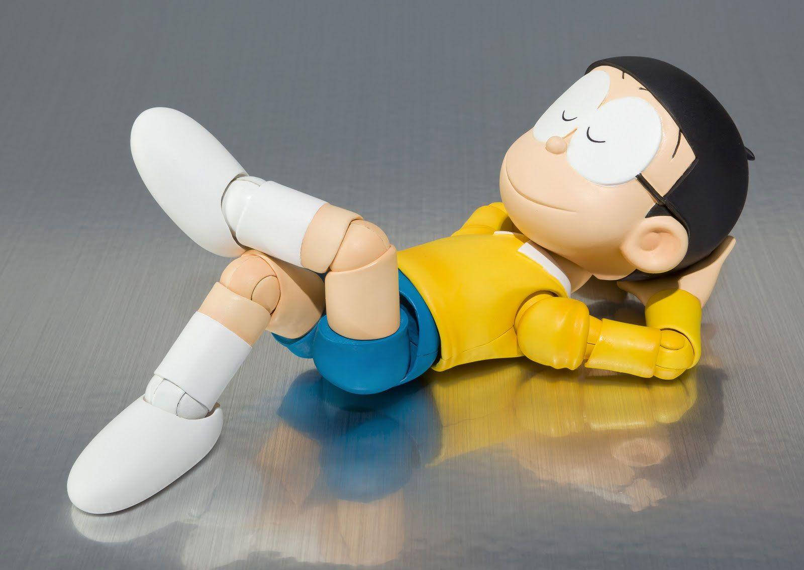 Cute Nobita Sleeping On Reflective Floor