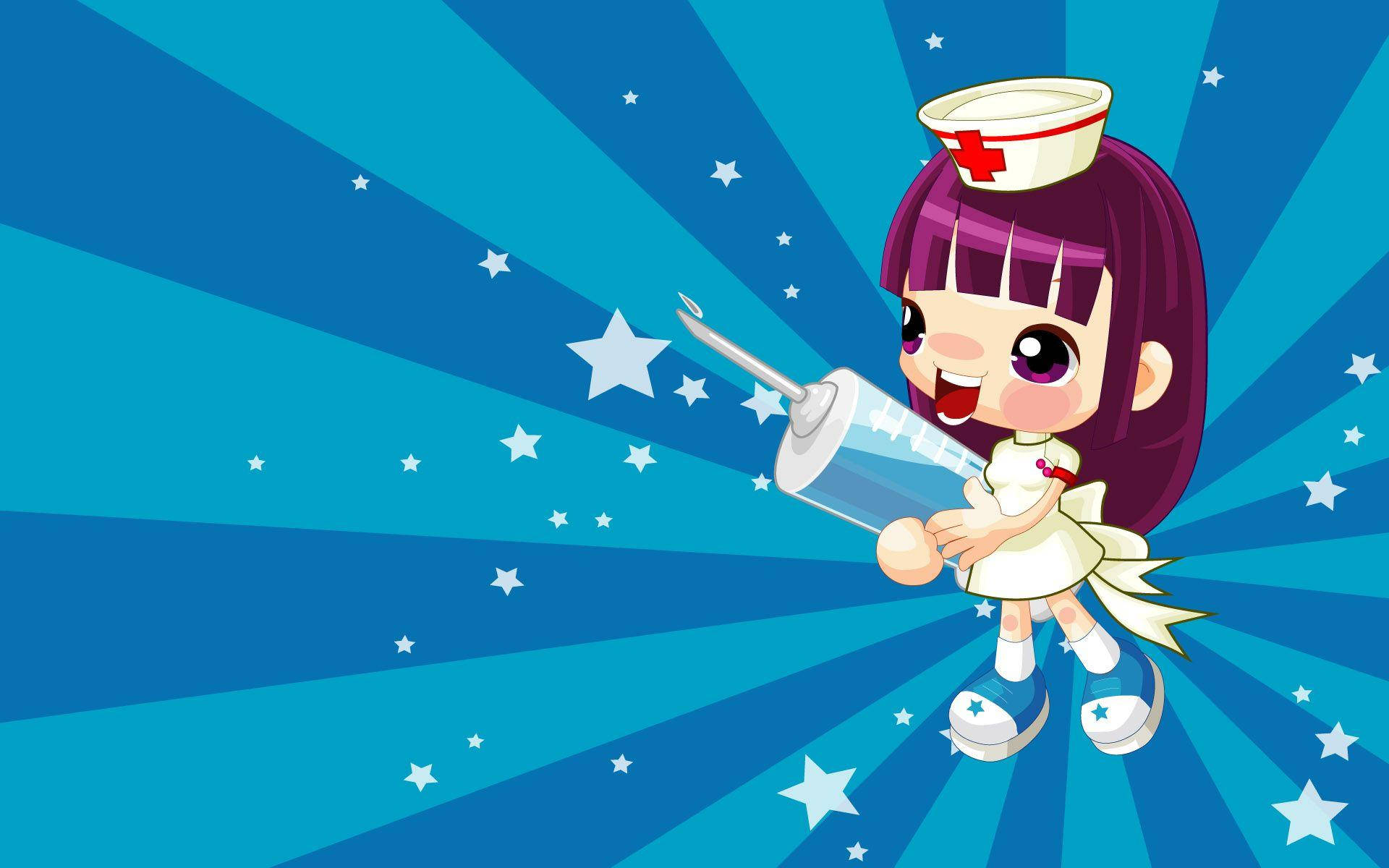 Cute Nurse Chibi Cartoon Wallpaper