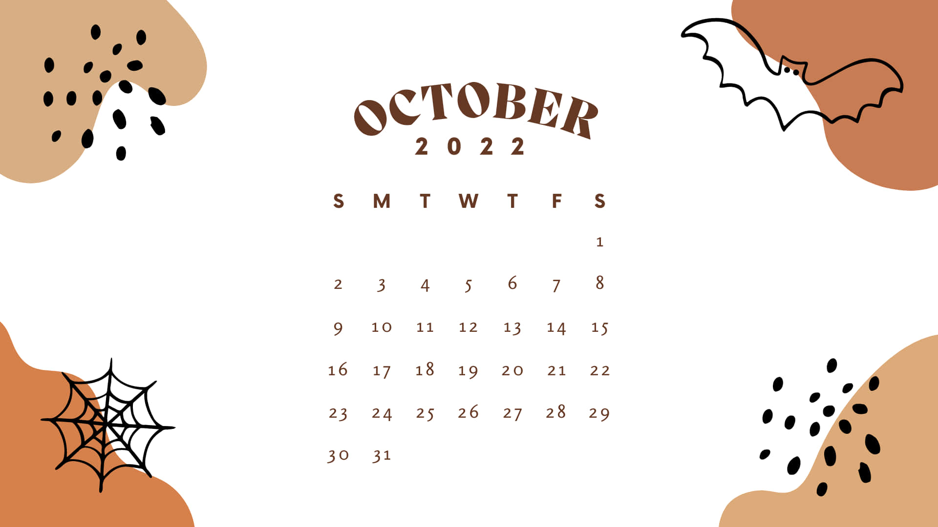 Calendariode Halloween Con Murciélagos Y Murciélagos Fondo de pantalla