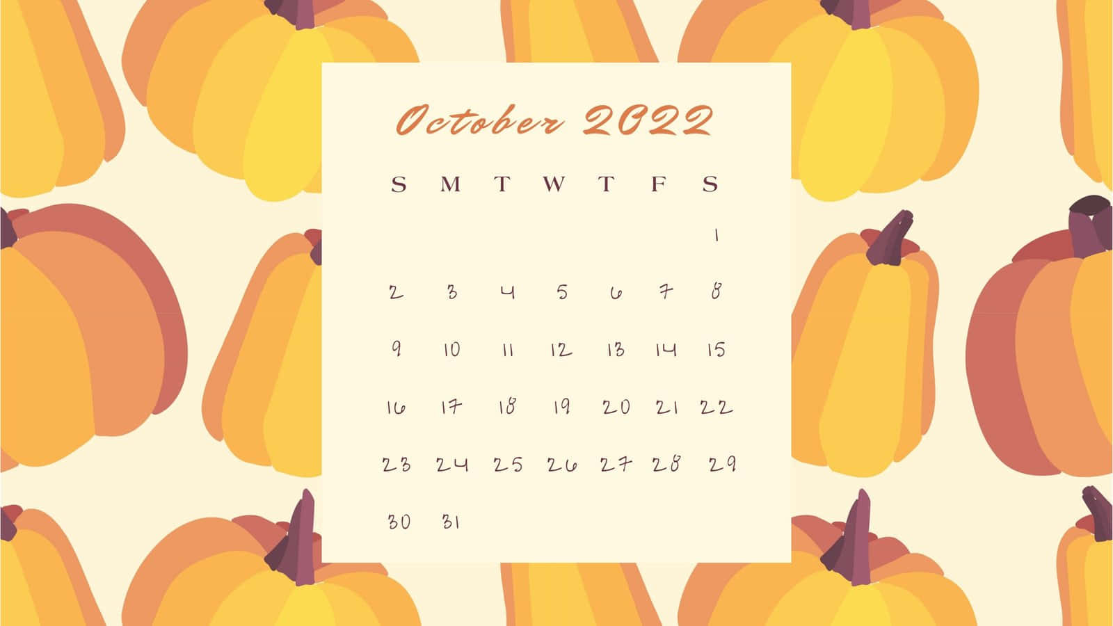 Oktober2020 Kalender Med Pumpor På Den. Wallpaper