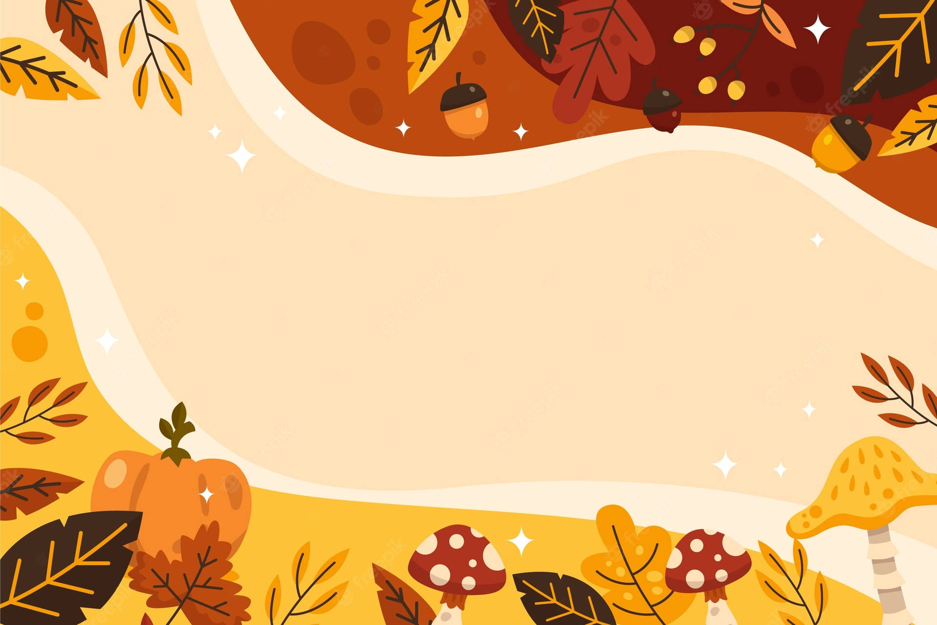 Et farverigt oktoberhavemural dekorerer denne tapet. Wallpaper
