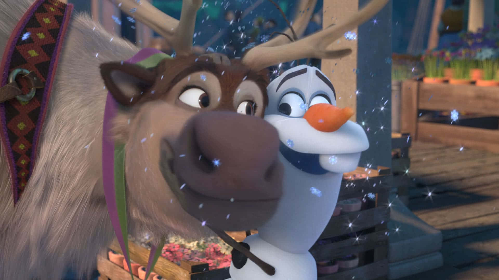 "Smiling with delight, Cute Olaf is here to brighten your day!" Wallpaper
