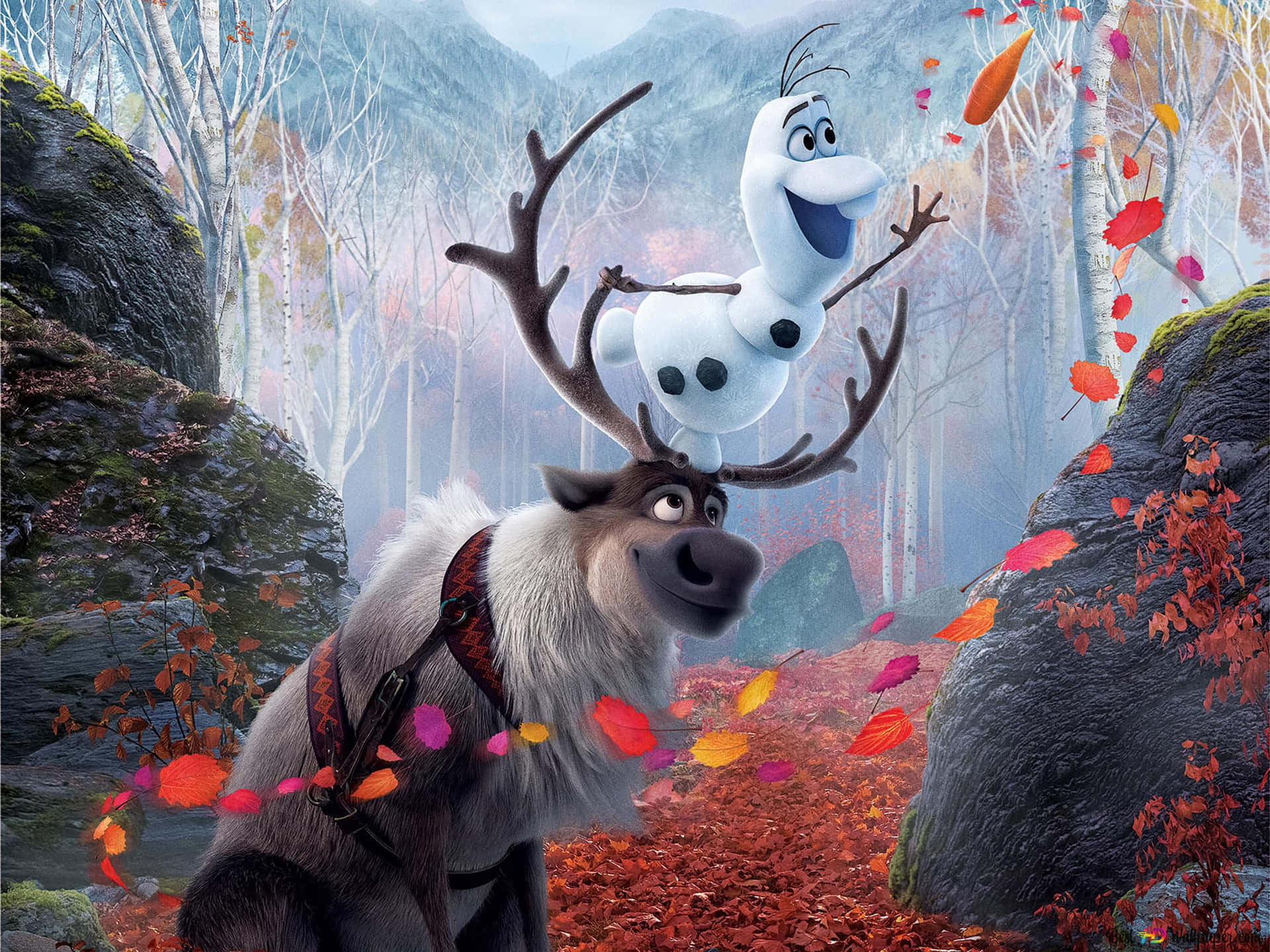 Cute Olaf, side by side with the Summer Spirit Wallpaper