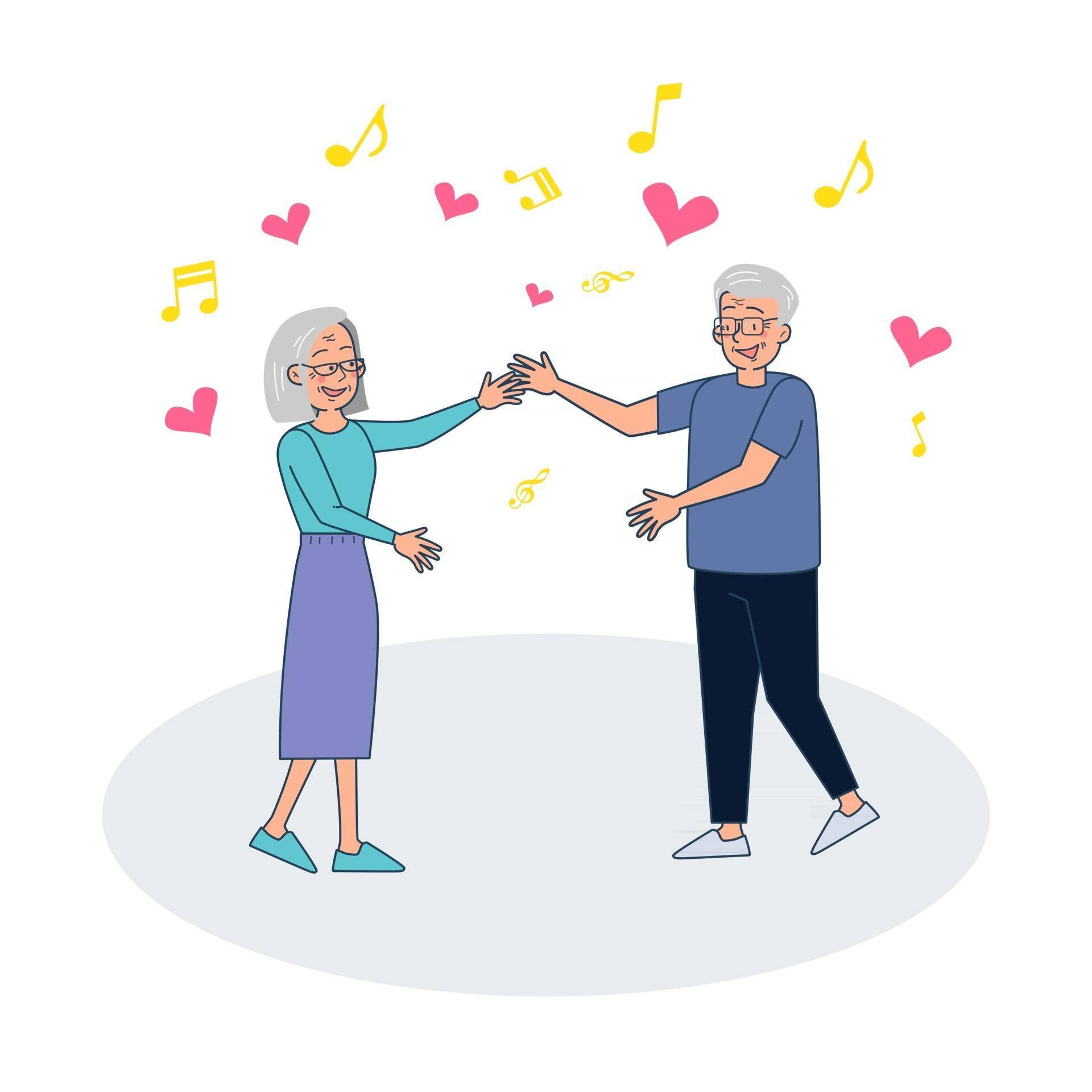 Download Cute Old Dancing Cartoon Couple Wallpaper 
