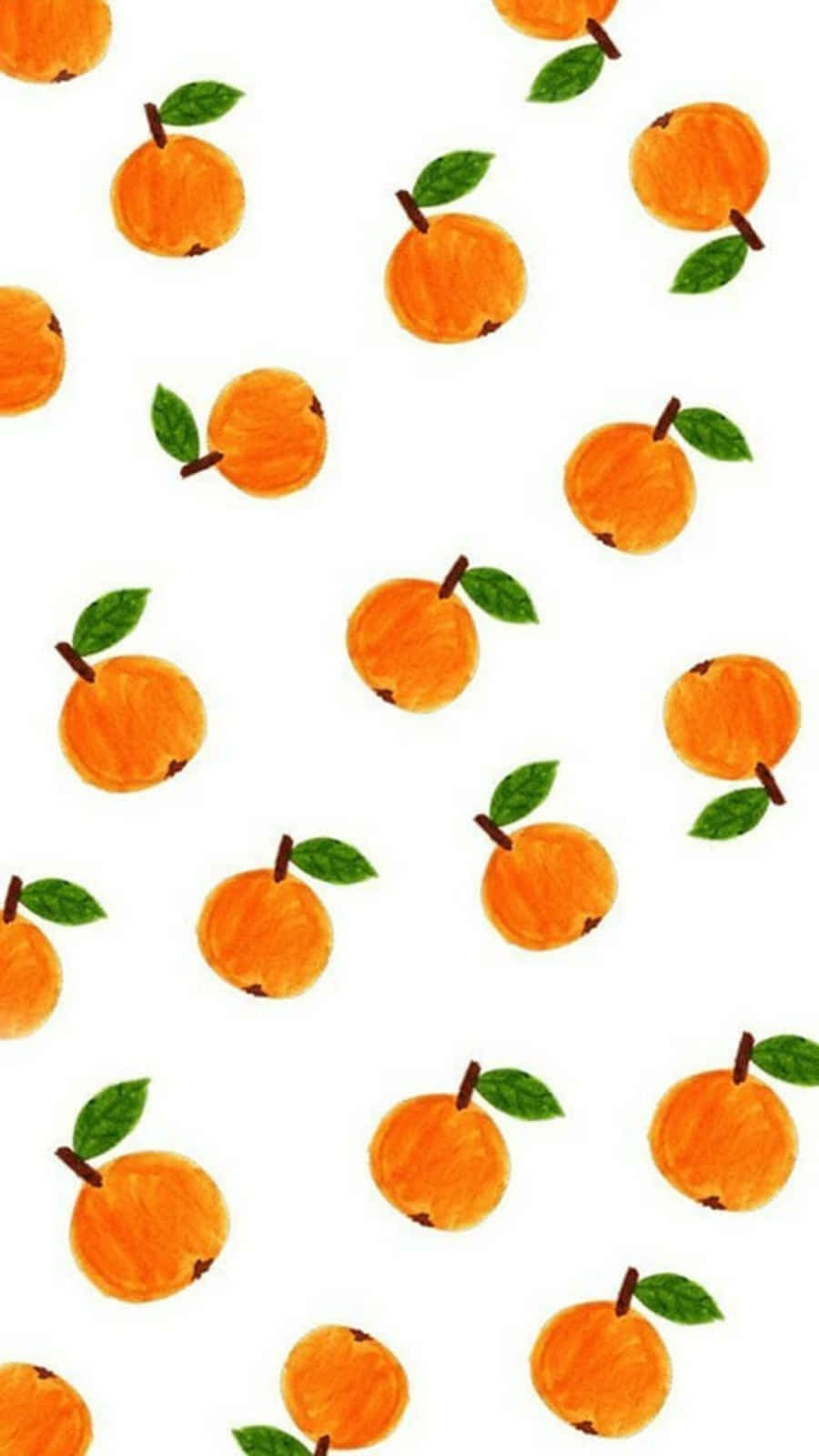 Sød orange med stilke og et blad design Wallpaper