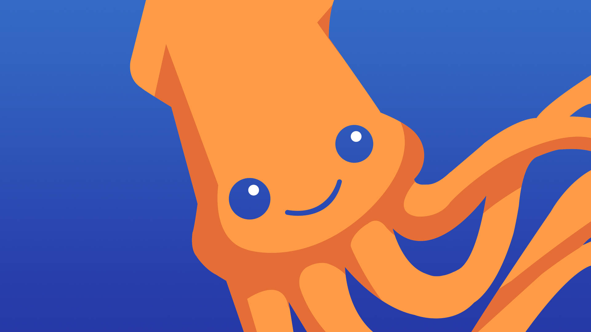 Cute Orange Calamari Vector Art Picture