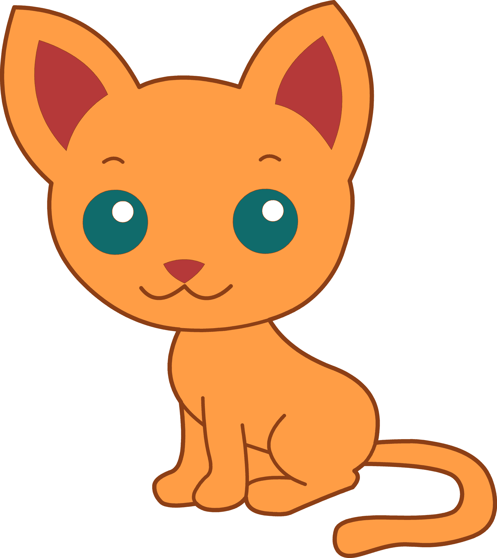 Cute Orange Cartoon Kitten PNG