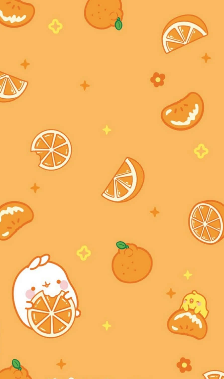 Sød Orange Frugter Og Skiver Tapet Wallpaper