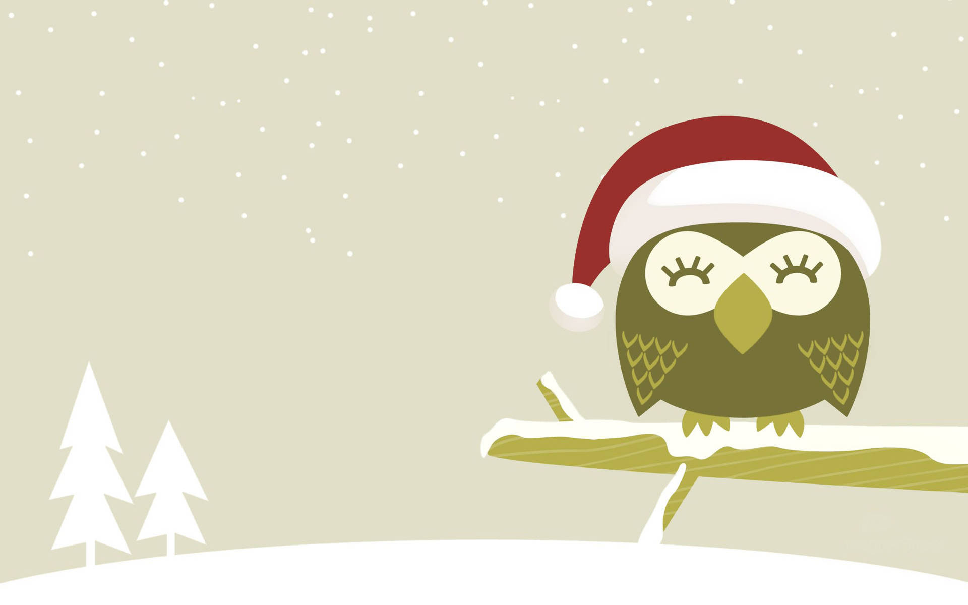Cute Owl Christmas Hat Wallpaper