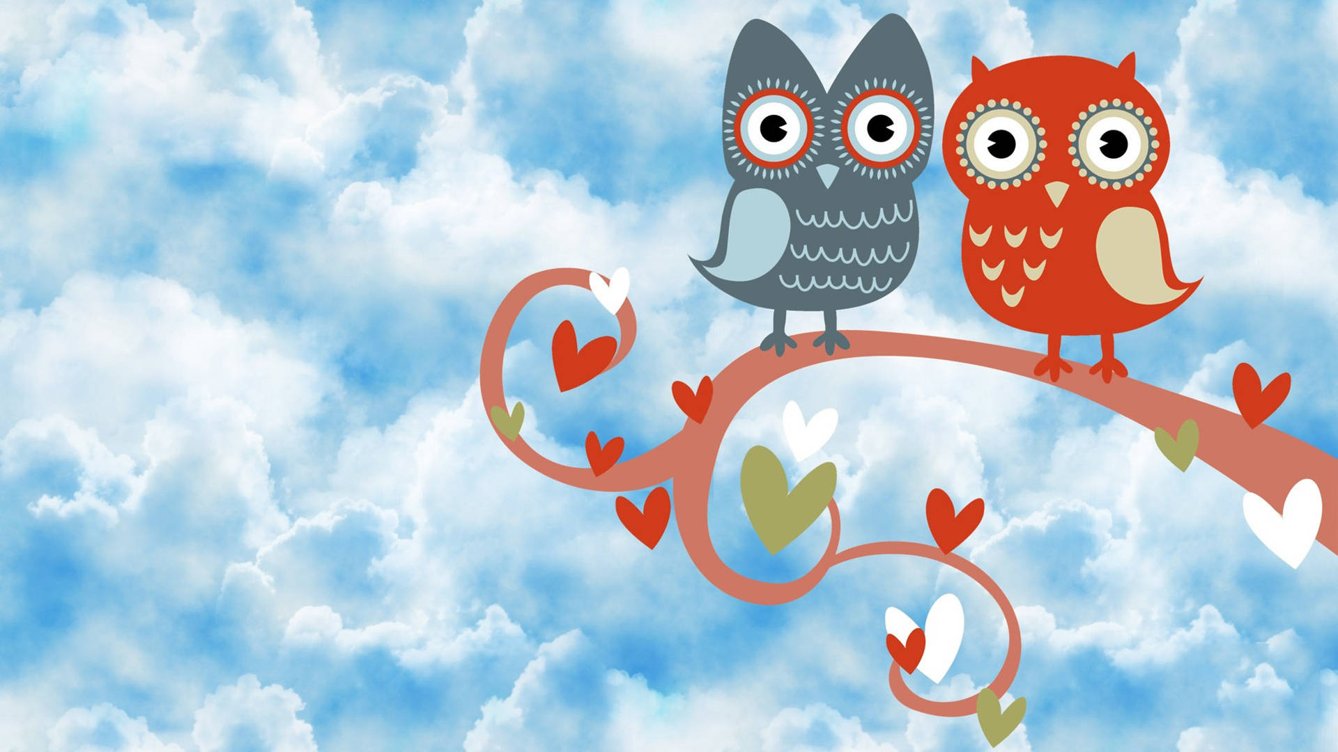 Cute Owl Couple Wallpaper