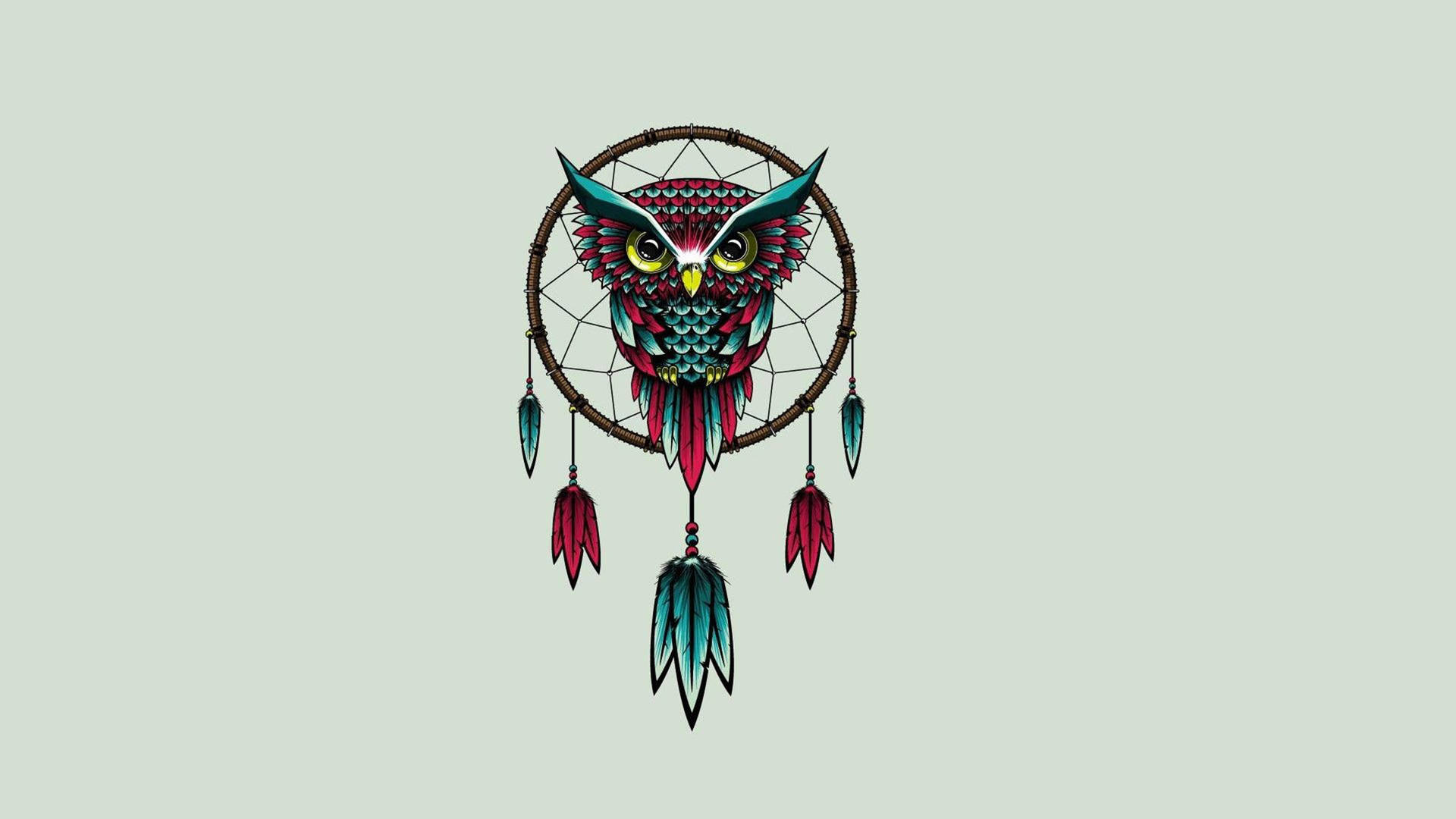 Cute Owl Dream Catcher Wallpaper