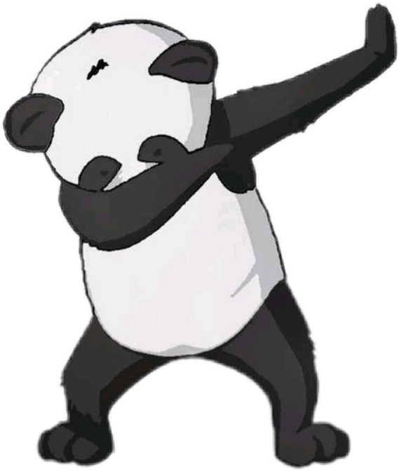 Dabbing_ Panda_ Cartoon_ Character PNG — A cartoon panda performs a dab dance move with one arm raised and head tilted against a plain background.
