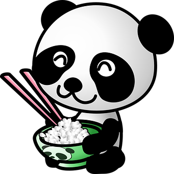 Cute Panda Eating Rice PNG