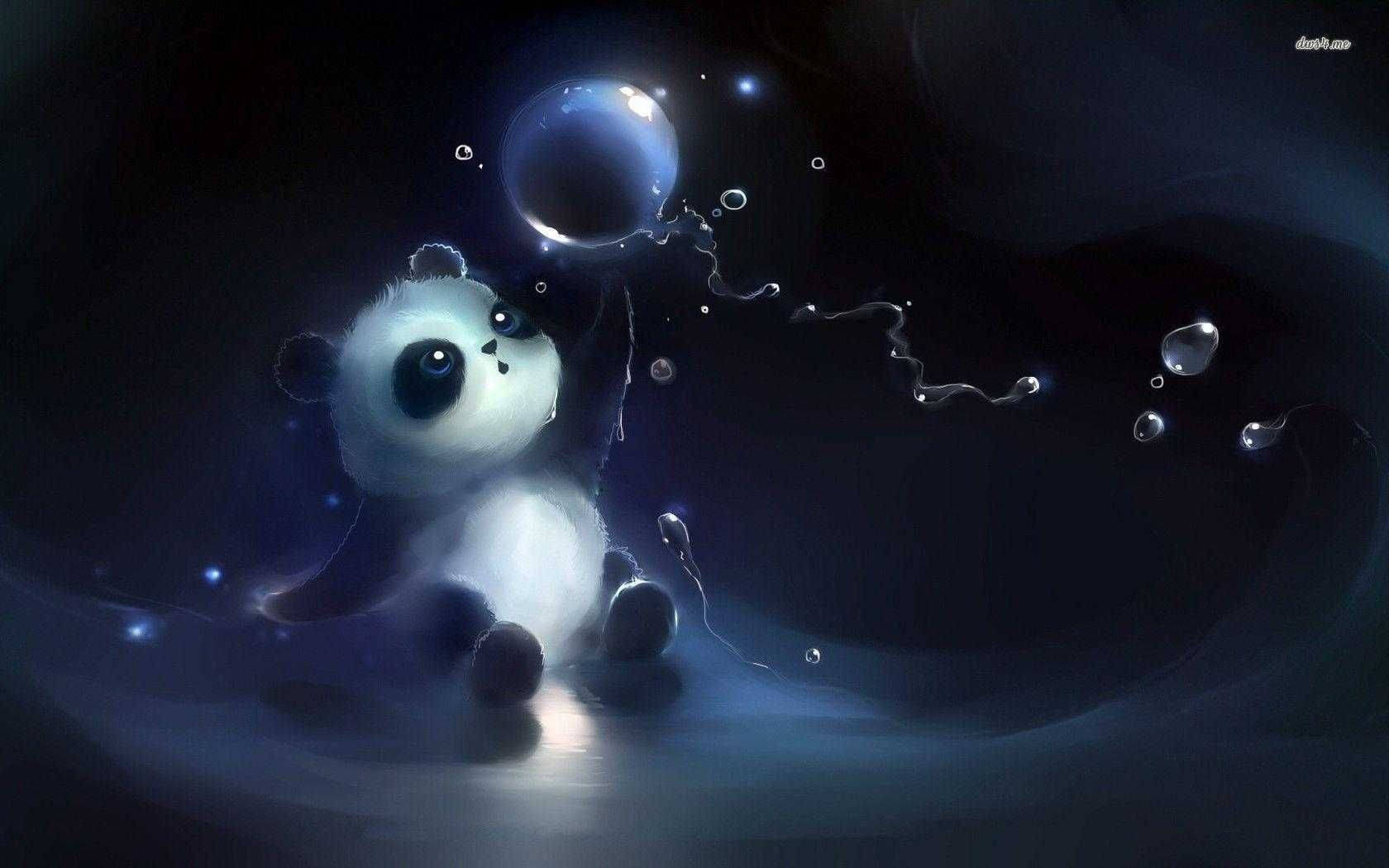 Cute Panda Playing With Bubble