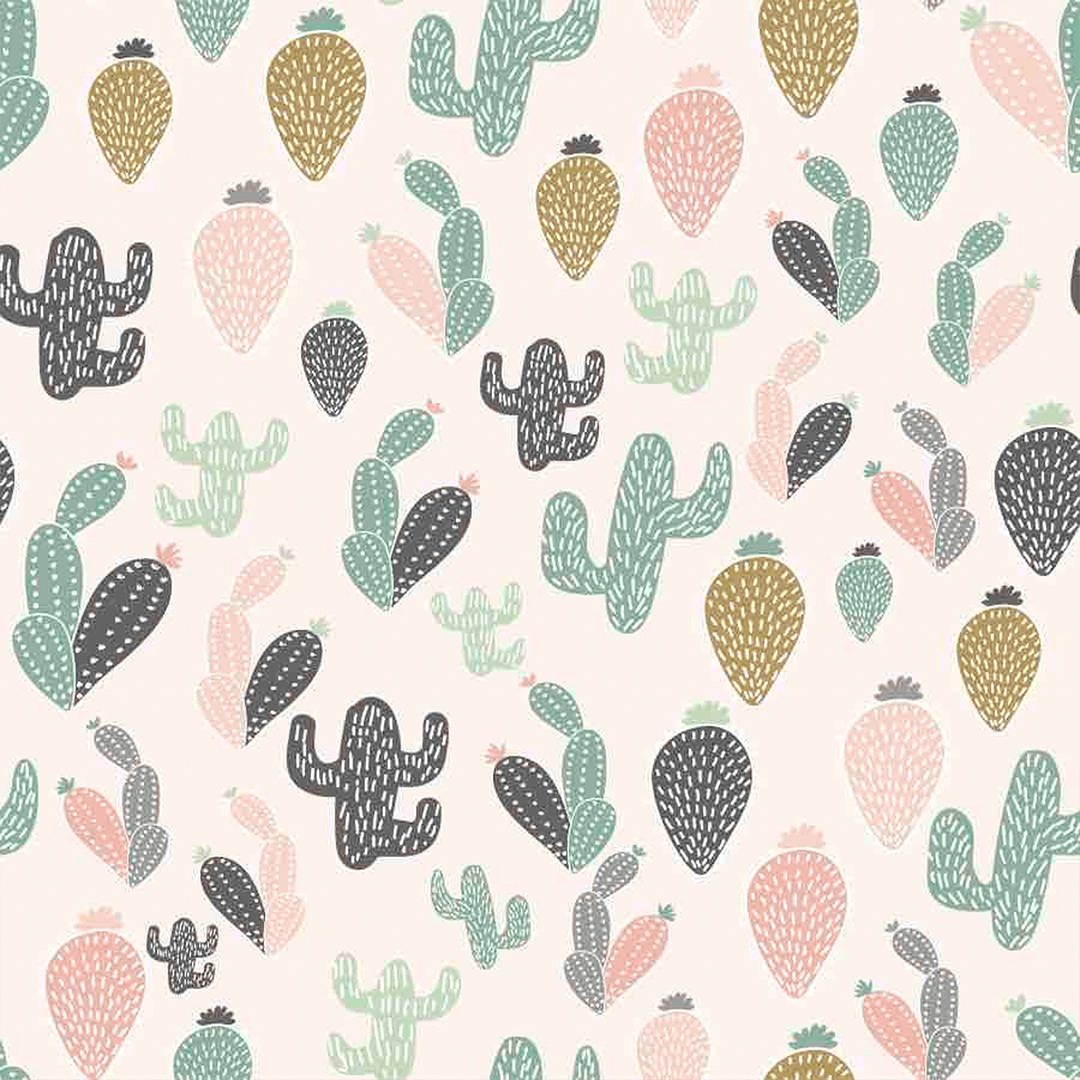 Cute Pastel Cactus Pattern Wallpaper