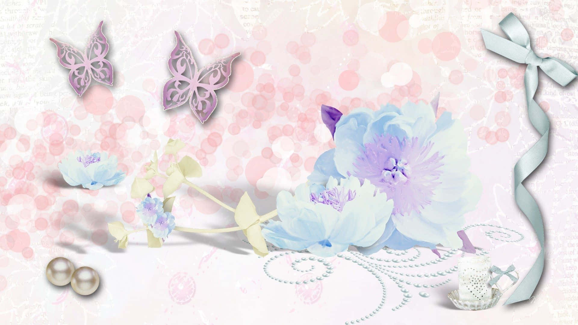 A delightful light pastel background with a dainty floral pattern