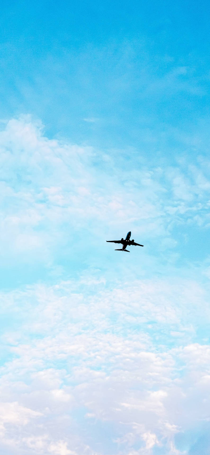 Cute Pastel Blue Aesthetic Airplane In Sky Wallpaper