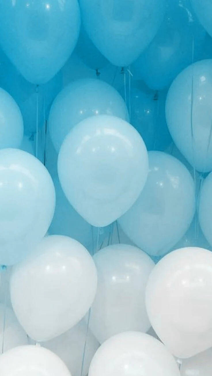 Cute Pastel Blue Aesthetic Balloons Wallpaper