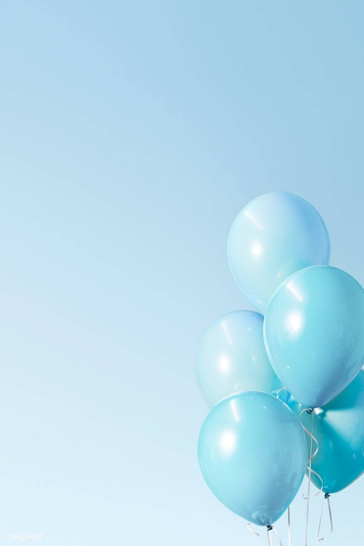 Cute Pastel Blue Aesthetic Five Balloons Picture