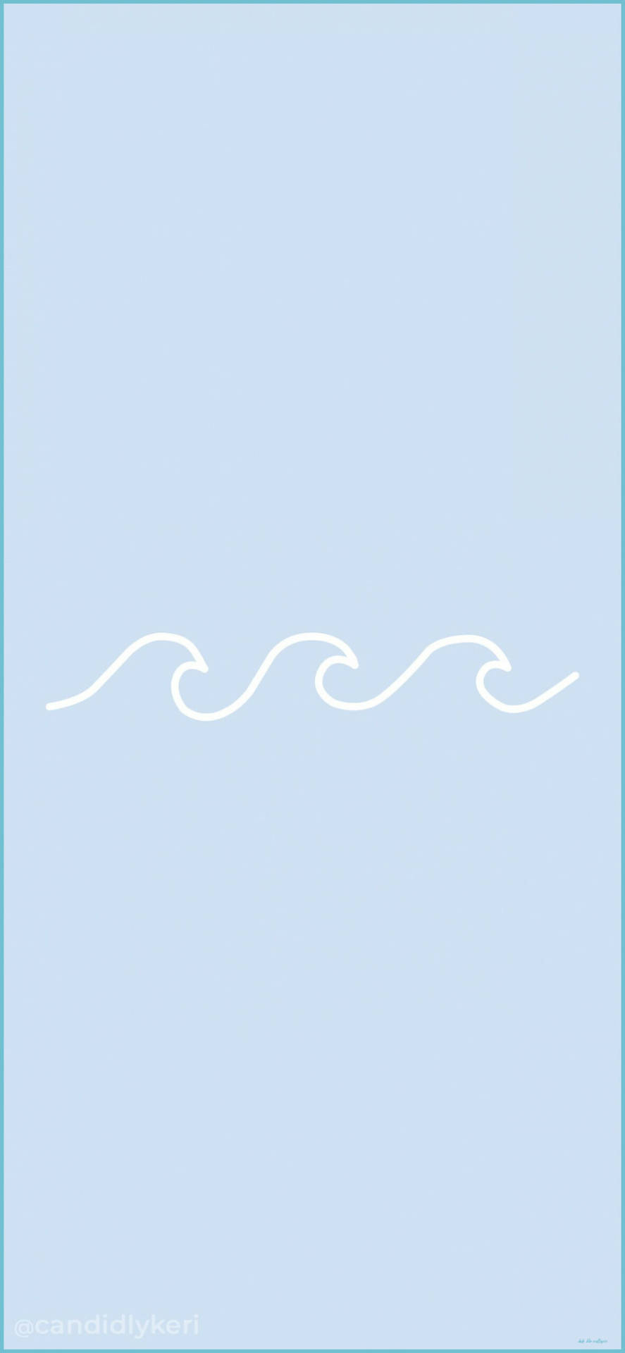 Cute Pastel Blue Aesthetic Line Art Waves Wallpaper