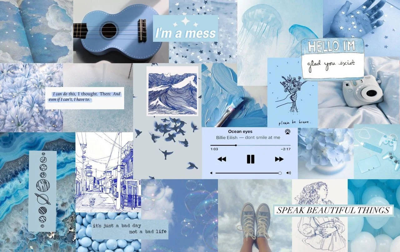 Cute Pastel Blue Aesthetic Pretty Collage