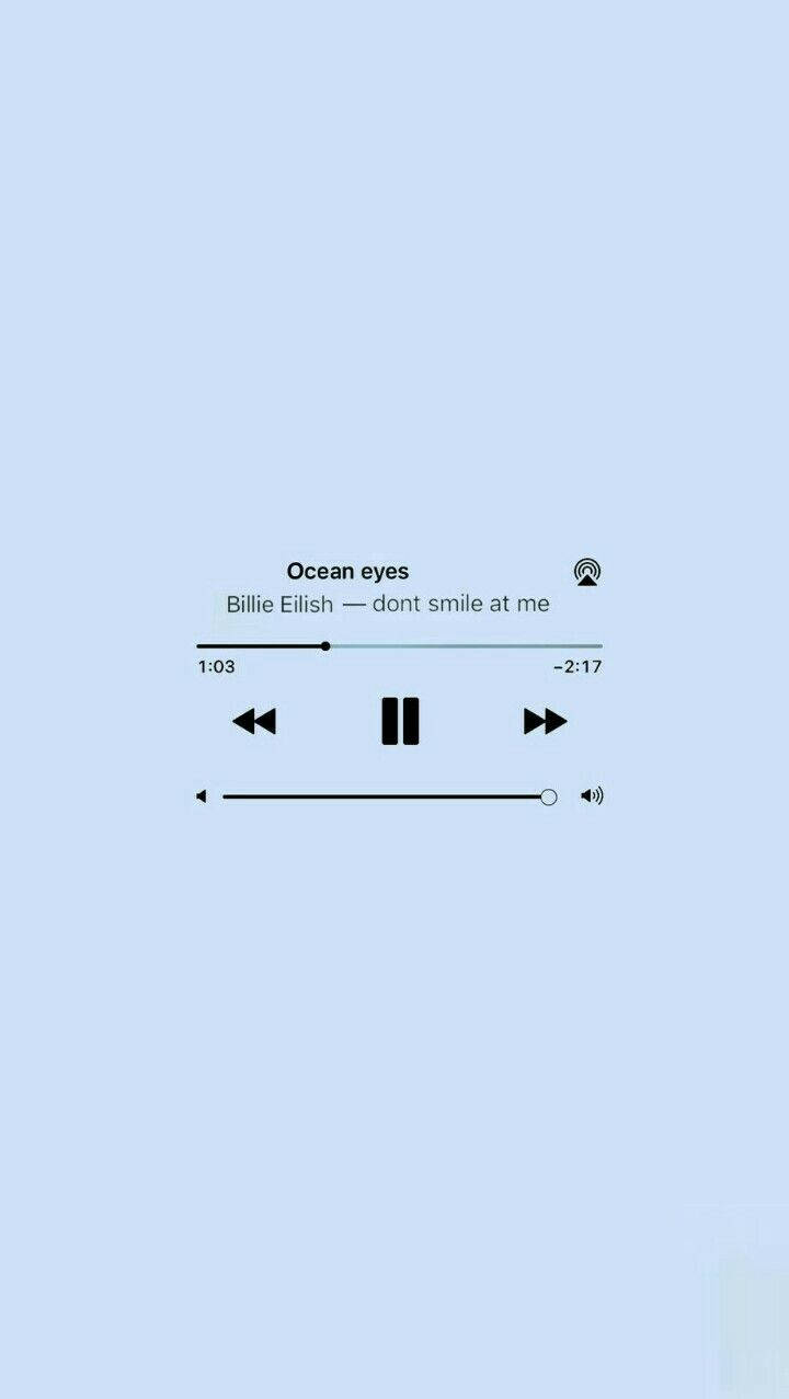 Cute Pastel Blue Aesthetic Song Playing Billie Eilish Background