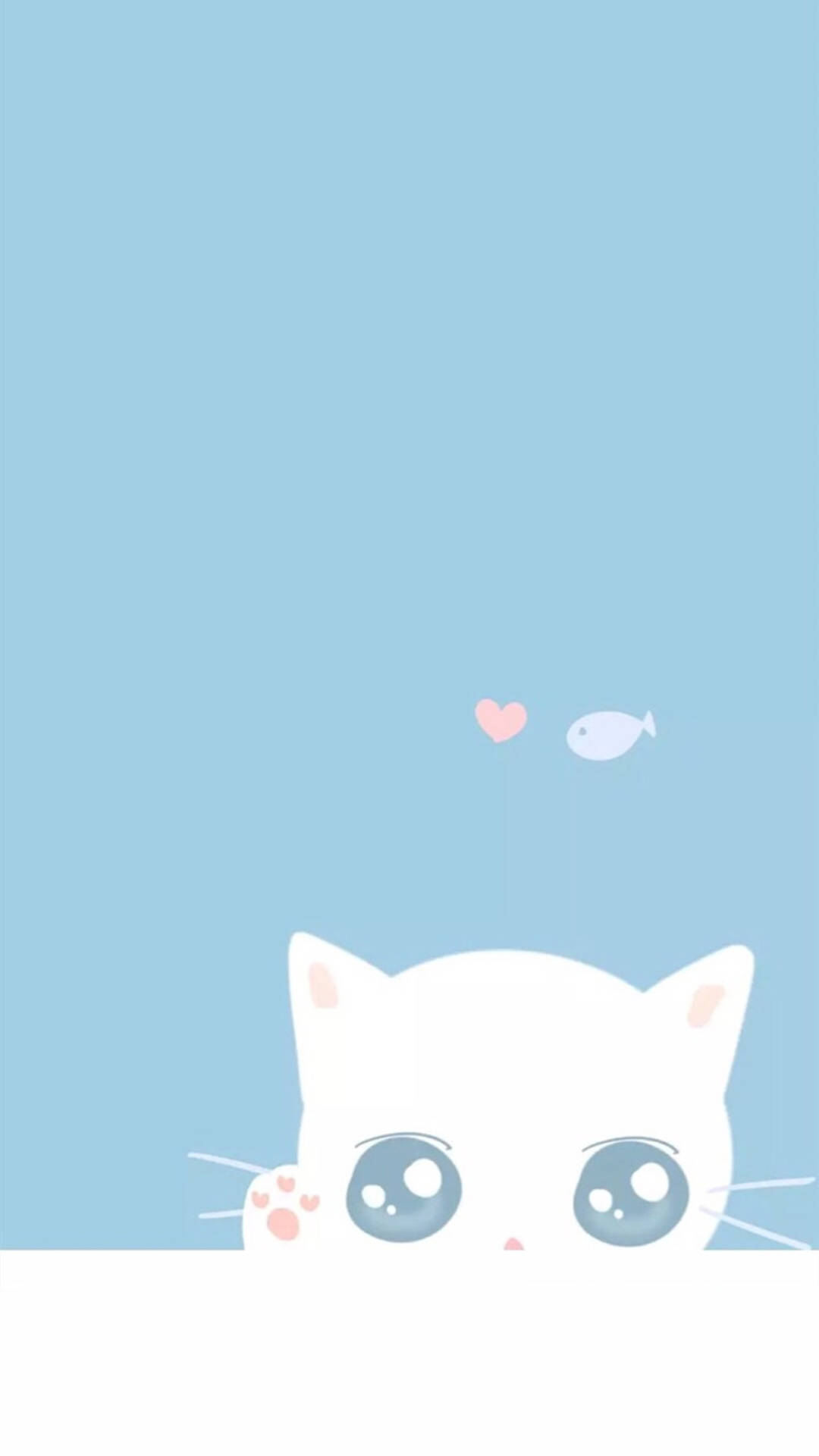 Cute Pastel Blue Aesthetic White Kitten Wallpaper