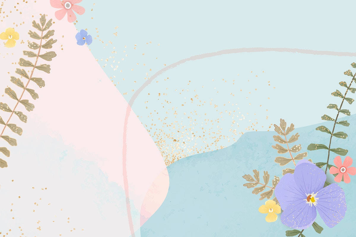 Lindoazul Pastel Con Flores Fondo de pantalla